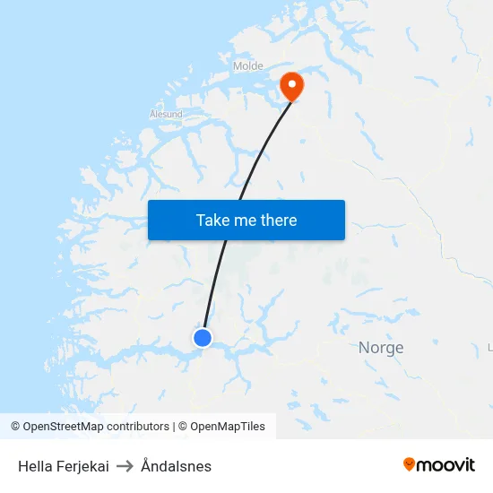 Hella Ferjekai to Åndalsnes map