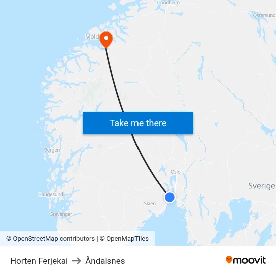 Horten Ferjekai to Åndalsnes map