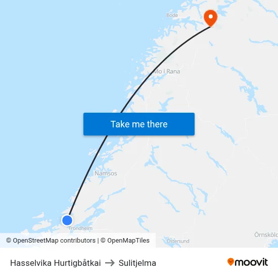 Hasselvika Hurtigbåtkai to Sulitjelma map
