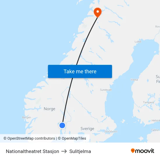 Nationaltheatret Stasjon to Sulitjelma map