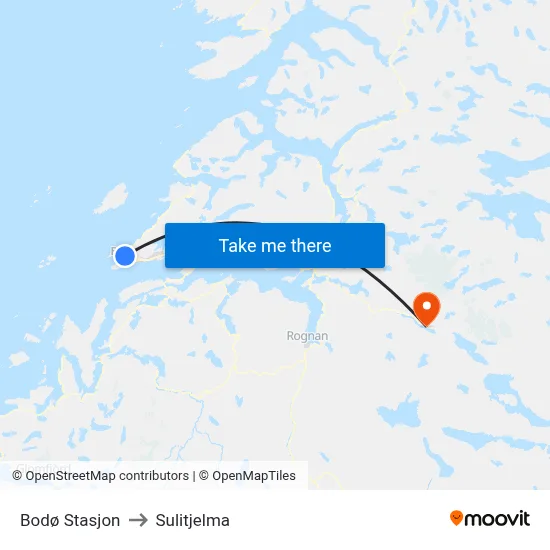 Bodø Stasjon to Sulitjelma map