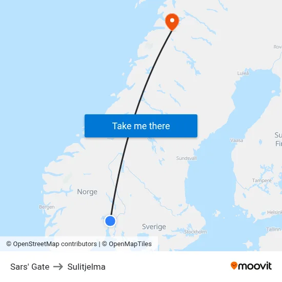 Sars' Gate to Sulitjelma map