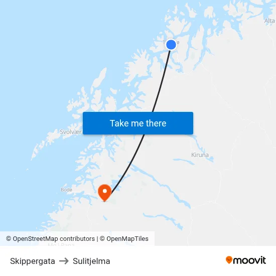 Skippergata to Sulitjelma map