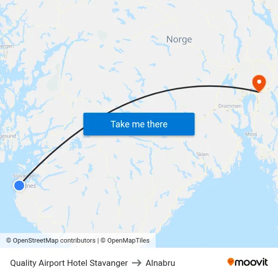 Quality Airport Hotel Stavanger to Alnabru map