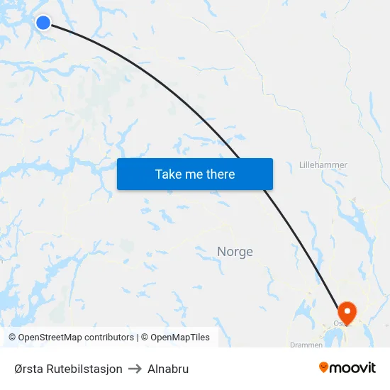 Ørsta Rutebilstasjon to Alnabru map