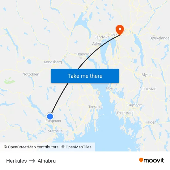 Herkules to Alnabru map