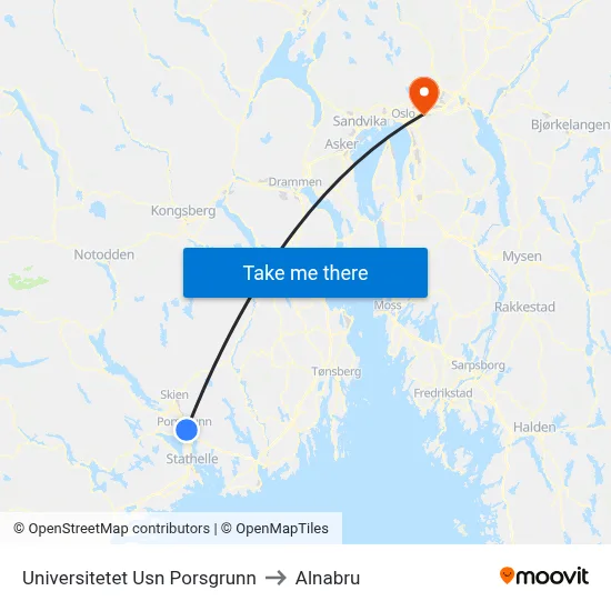 Universitetet Usn Porsgrunn to Alnabru map