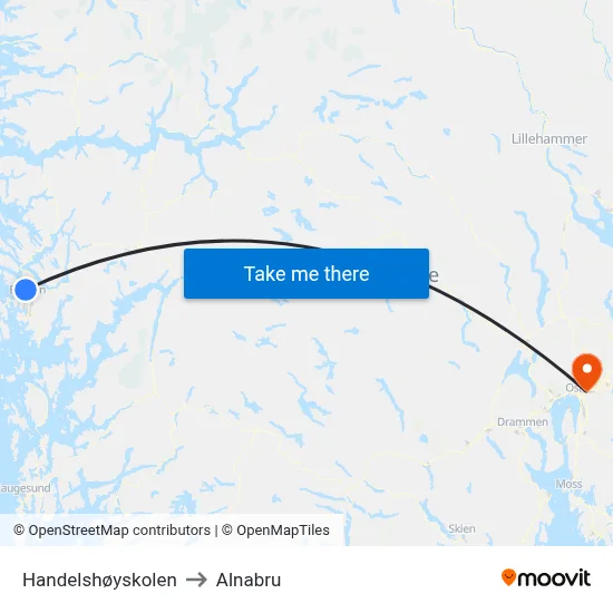 Handelshøyskolen to Alnabru map