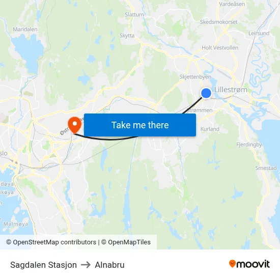 Sagdalen Stasjon to Alnabru map
