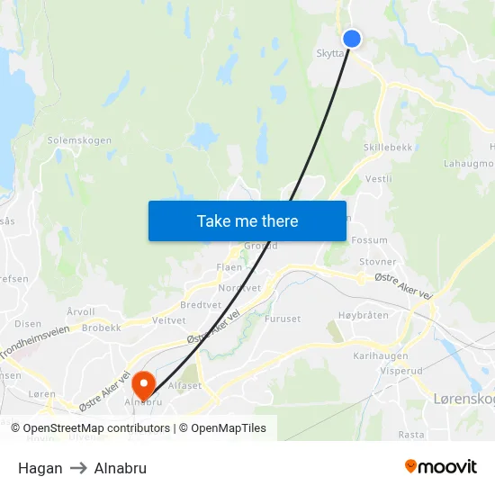 Hagan to Alnabru map