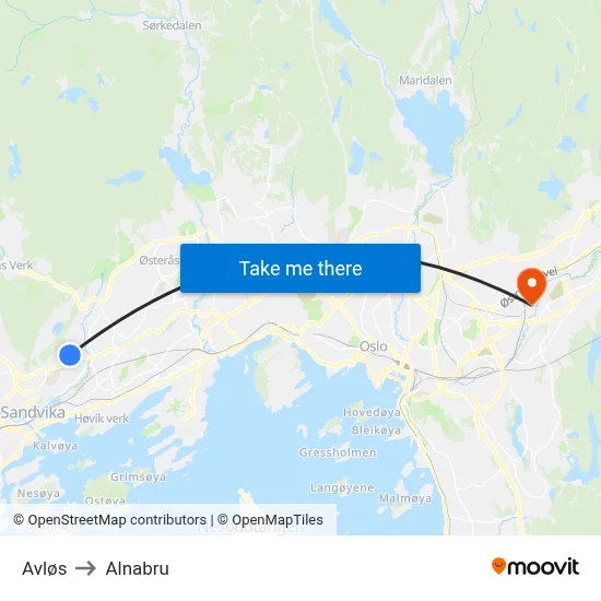 Avløs to Alnabru map