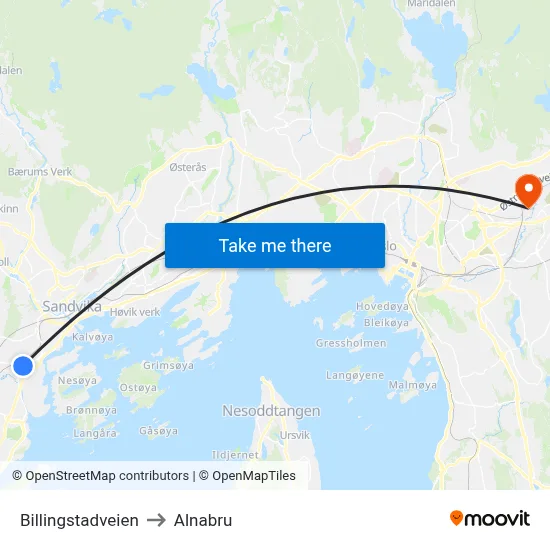 Billingstadveien to Alnabru map