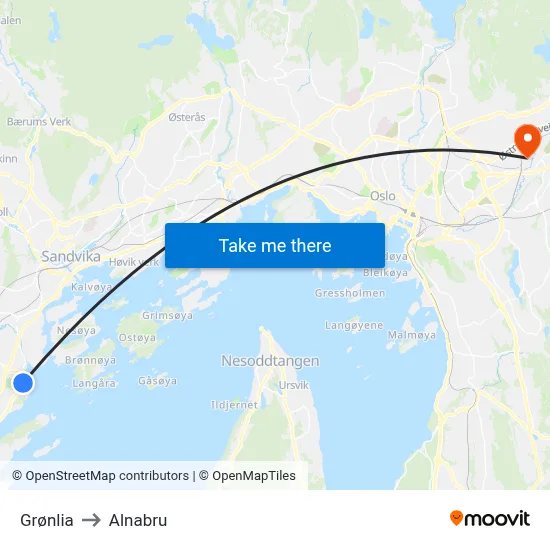 Grønlia to Alnabru map