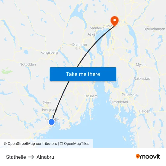 Stathelle to Alnabru map