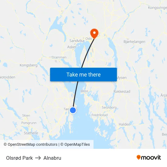 Olsrød Park to Alnabru map