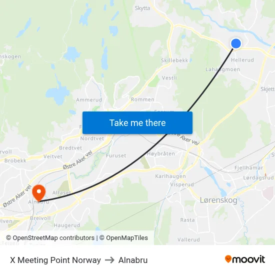 X Meeting Point Norway to Alnabru map