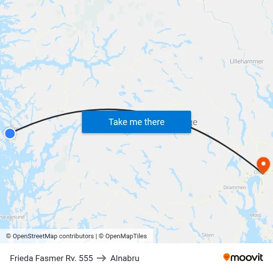 Frieda Fasmer Rv. 555 to Alnabru map