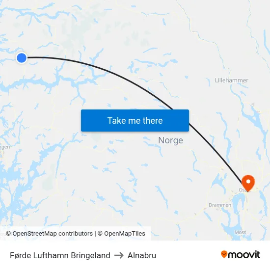 Førde Lufthamn Bringeland to Alnabru map