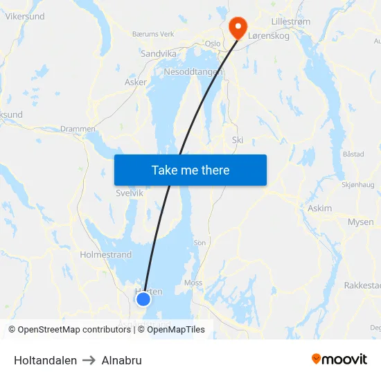 Holtandalen to Alnabru map