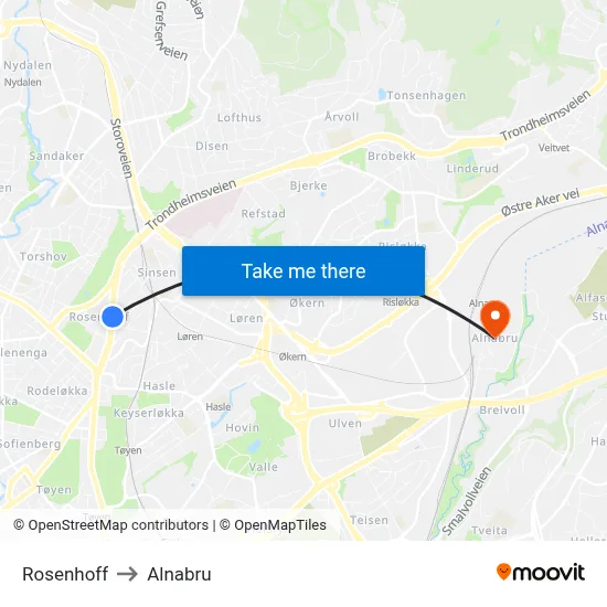 Rosenhoff to Alnabru map