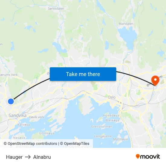 Hauger to Alnabru map