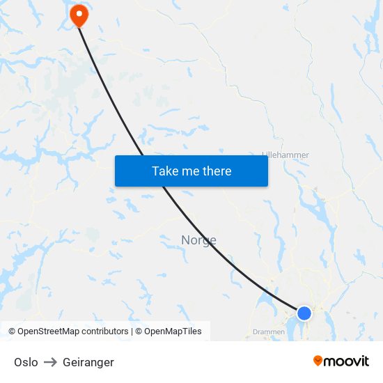 Oslo to Geiranger map