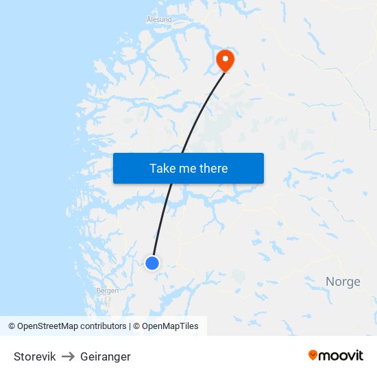 Storevik to Geiranger map