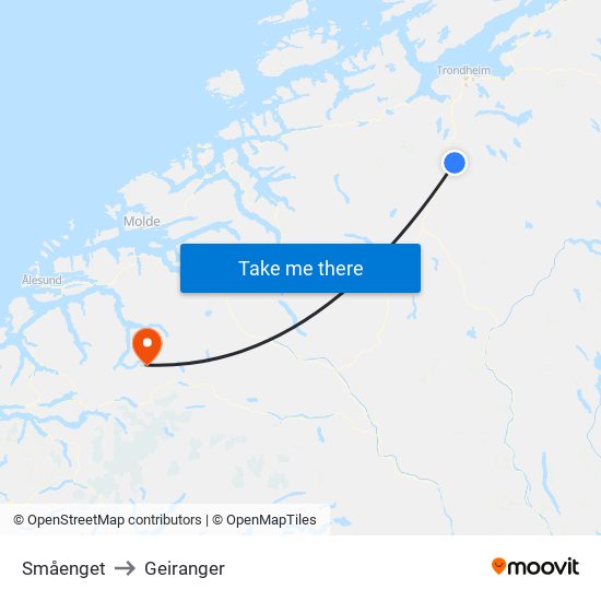 Småenget to Geiranger map