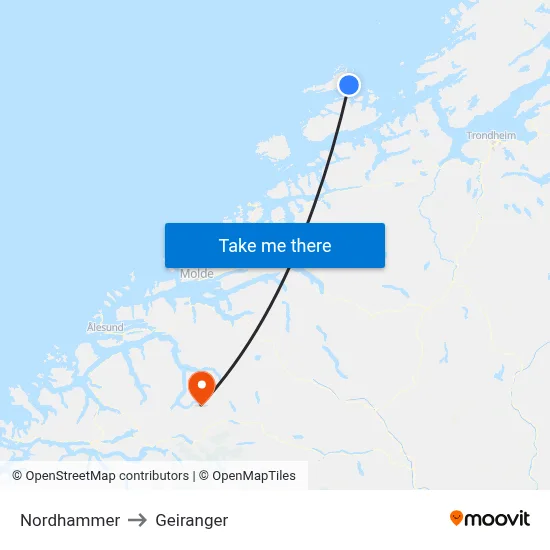 Nordhammer to Geiranger map