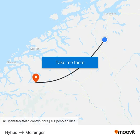 Nyhus to Geiranger map