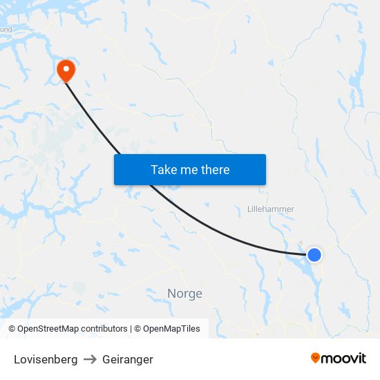 Lovisenberg to Geiranger map