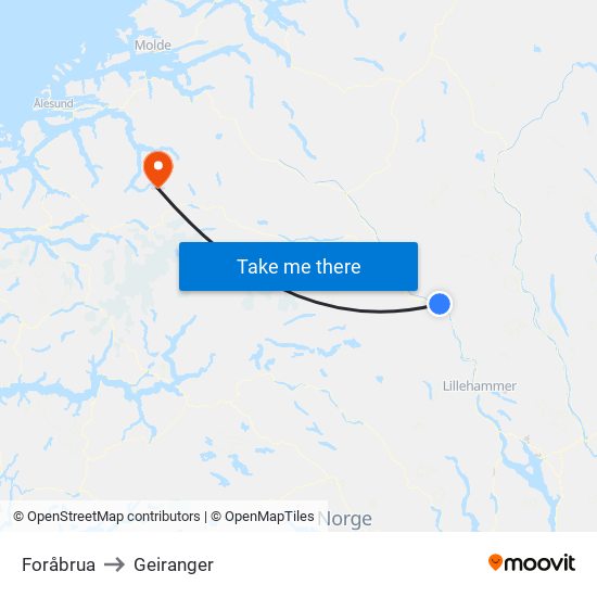 Foråbrua to Geiranger map
