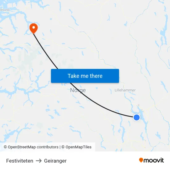 Festiviteten to Geiranger map