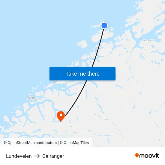 Lundeveien to Geiranger map