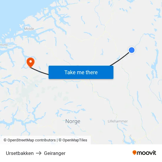 Ursetbakken to Geiranger map