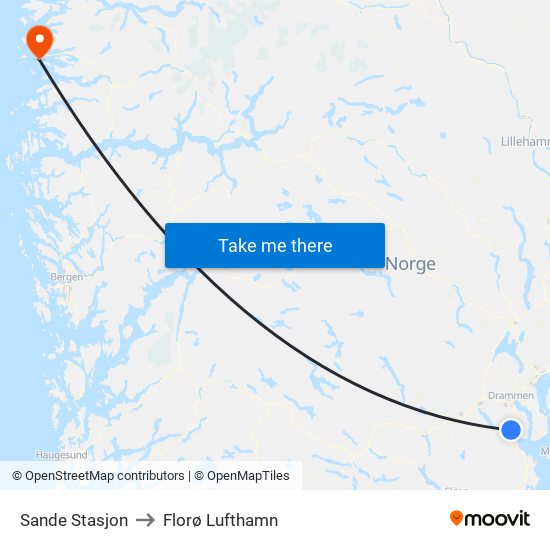 Sande Stasjon to Florø Lufthamn map