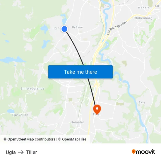 Ugla to Tiller map