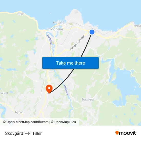 Skovgård to Tiller map