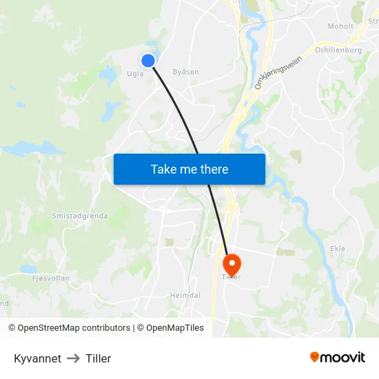 Kyvannet to Tiller map