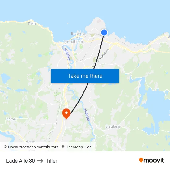 Lade Allé 80 to Tiller map