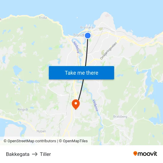 Bakkegata to Tiller map