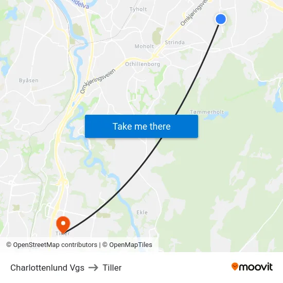 Charlottenlund Vgs to Tiller map