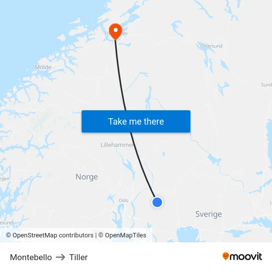 Montebello to Tiller map