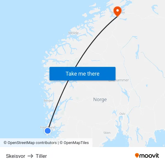 Skeisvor to Tiller map