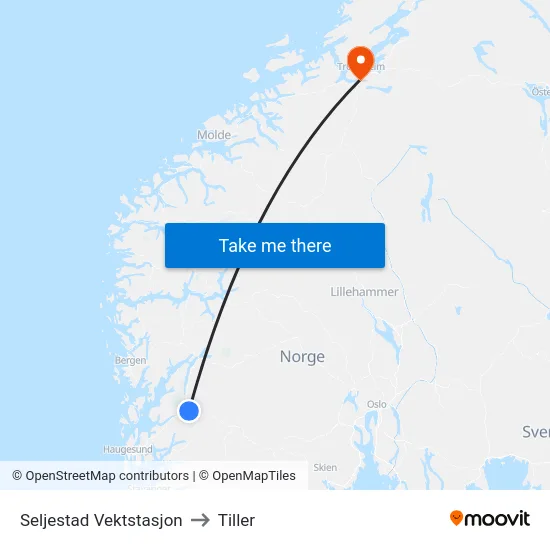 Seljestad Vektstasjon to Tiller map