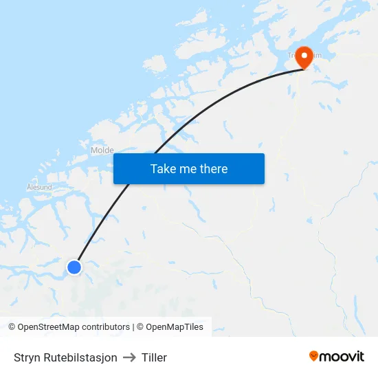 Stryn Rutebilstasjon to Tiller map
