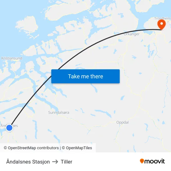 Åndalsnes Stasjon to Tiller map