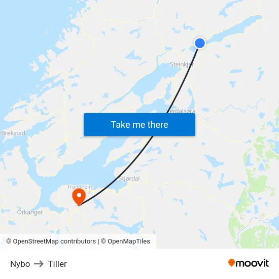 Nybo to Tiller map