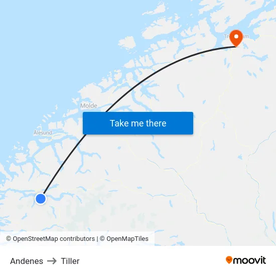 Andenes to Tiller map