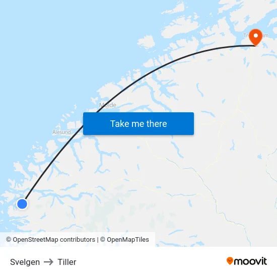 Svelgen to Tiller map